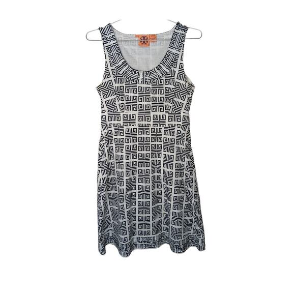 Tory Burch Dress Sz 4 Black White Geometric Print Sleeveless Cotton - Picture 2 of 16